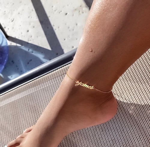 Glam Gold Personalized Name Custom Anklets