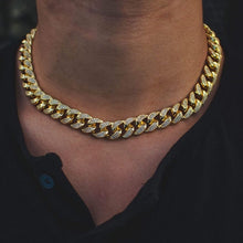 Load image into Gallery viewer, Glam Gold Exclusive Paved Rhinestones Full Miami Curb Cuban Chain