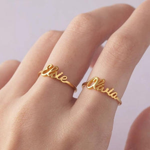 Glam Gold  Custom Name Ring Stackable Name Rings