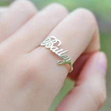 Load image into Gallery viewer, Glam Gold  Custom Name Ring Stackable Name Rings