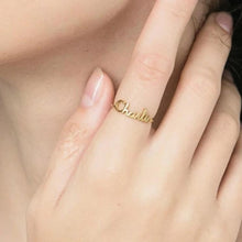 Load image into Gallery viewer, Glam Gold  Custom Name Ring Stackable Name Rings