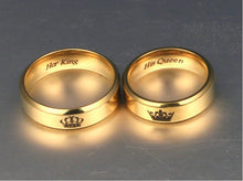 Load image into Gallery viewer, Glam Gold  King And Queen Stainless Steel Crown Couple Rings