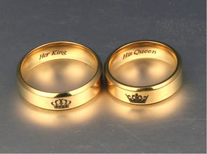 Glam Gold  King And Queen Stainless Steel Crown Couple Rings