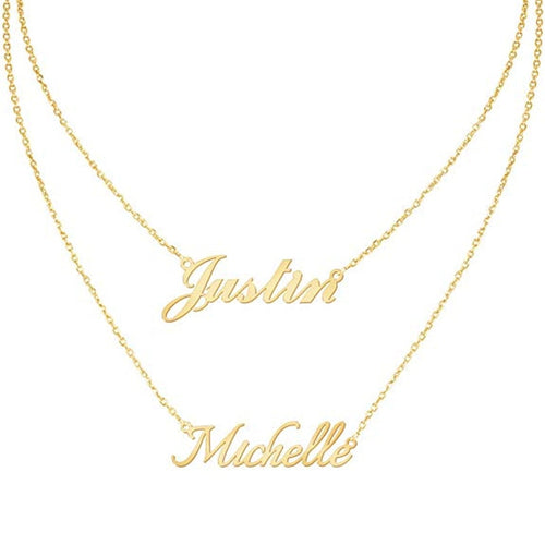 Glam Gold Personalized Name Necklace 2 Custom Name Nameplate Pendant Necklace