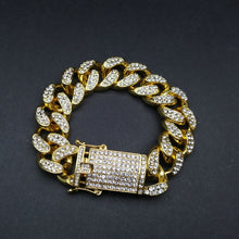 Load image into Gallery viewer, Glam Gold Men Bracelets Gold Color Iced Out Crystal Miami Cuban