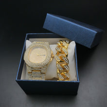 Load image into Gallery viewer, Glam Gold Men Bracelets Gold Color Iced Out Crystal Miami Cuban