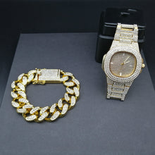 Load image into Gallery viewer, Glam Gold Men Bracelets Gold Color Iced Out Crystal Miami Cuban