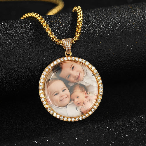 Glam Gold Personalized Photo Pendant Custom Necklace