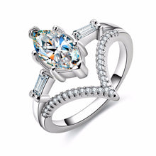 Load image into Gallery viewer, Glam Gold White Shining Zircon Silver Ring