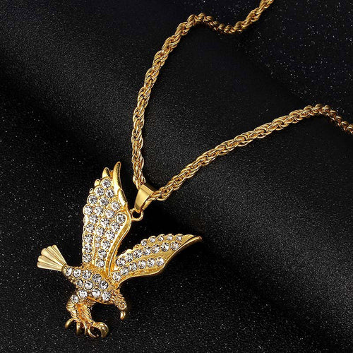 Glam Gold Animal Eagle Pendant Necklace