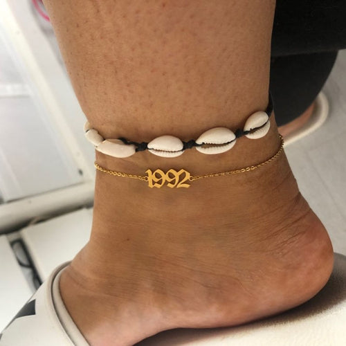 Glam Gold Fashion 1990-2019 Birth Year Ankle Leg Bracelet