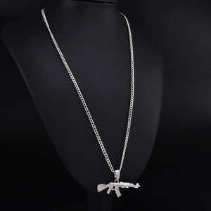 Glam Gold AK47 Gun Shape Pendant Necklace