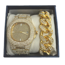 Load image into Gallery viewer, Glam Gold Men Bracelets Gold Color Iced Out Crystal Miami Cuban