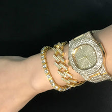 Load image into Gallery viewer, Glam Gold Men Bracelets Gold Color Iced Out Crystal Miami Cuban