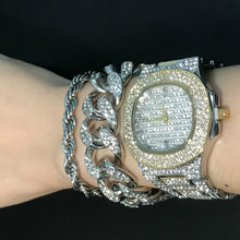 Load image into Gallery viewer, Glam Gold Men Bracelets Gold Color Iced Out Crystal Miami Cuban