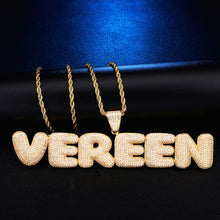 Load image into Gallery viewer, Glam Gold Custom Name Iced Out Bubble Letters Chain Pendants Necklaces