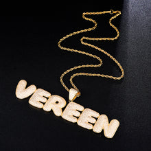 Load image into Gallery viewer, Glam Gold Custom Name Iced Out Bubble Letters Chain Pendants Necklaces