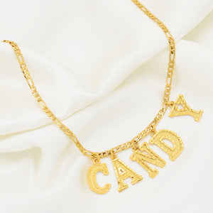 Glam Gold  (Up to 5 letter) Customize Capital Letters Pendant Necklace