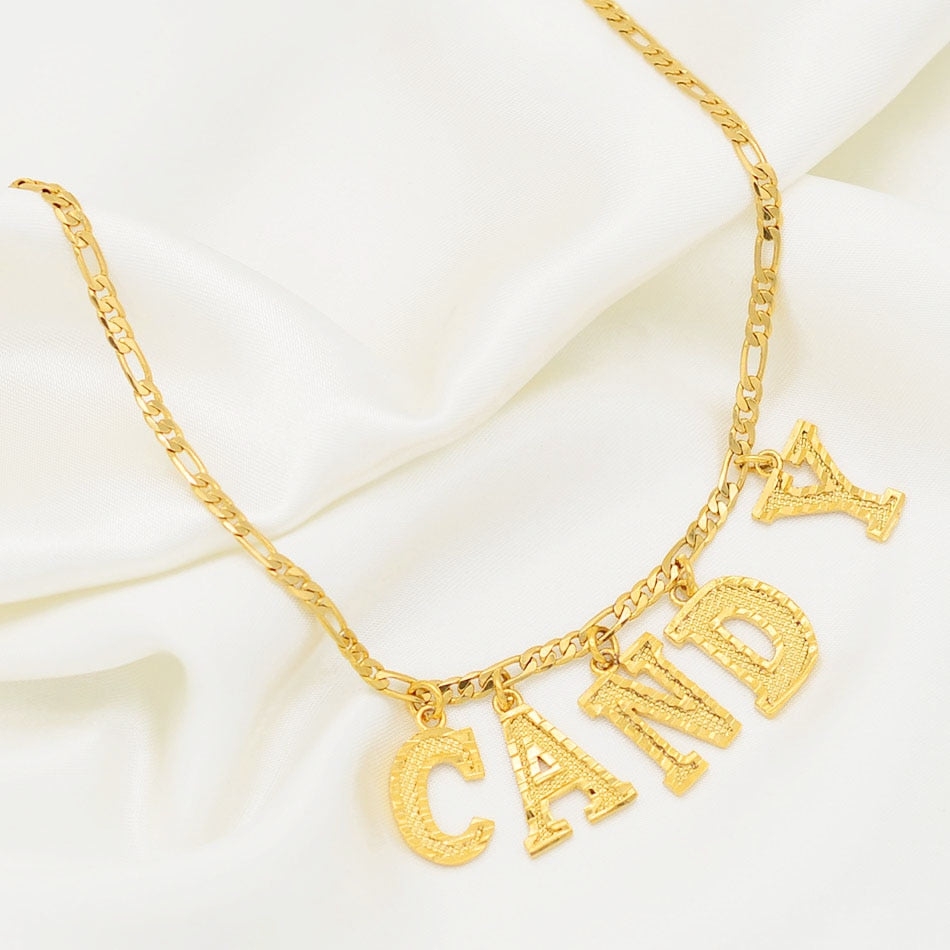 Glam Gold  (Up to 5 letter) Customize Capital Letters Pendant Necklace