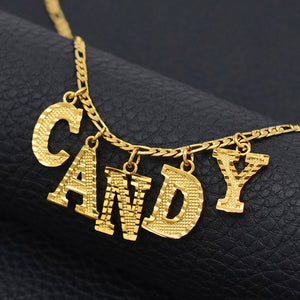 Glam Gold  (Up to 5 letter) Customize Capital Letters Pendant Necklace