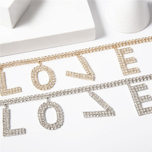 Glam Gold LOVE Crystal Tennis Chain Necklace