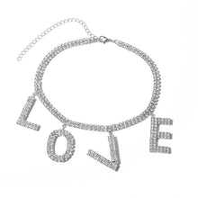 Load image into Gallery viewer, Glam Gold LOVE Crystal Tennis Chain Necklace