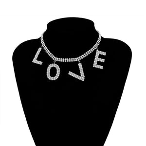 Glam Gold LOVE Crystal Tennis Chain Necklace