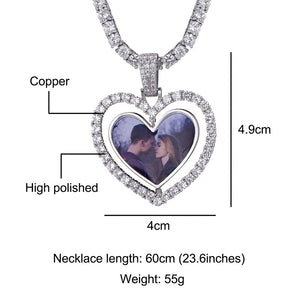 Glam Gold Custom Made Photo Heart Rotating Tennis Chain