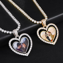 Load image into Gallery viewer, Glam Gold Custom Made Photo Heart Rotating Tennis Chain