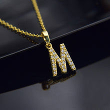 Load image into Gallery viewer, Glam Gold Letter Necklace Cubic Zircon Letter Pendant Necklace