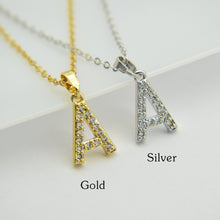 Load image into Gallery viewer, Glam Gold Letter Necklace Cubic Zircon Letter Pendant Necklace