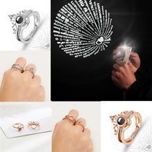 Load image into Gallery viewer, Two-In-One Open Ring Romantic Adjustable Rings 100 Languages I Love You Projection