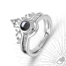 Load image into Gallery viewer, Two-In-One Open Ring Romantic Adjustable Rings 100 Languages I Love You Projection