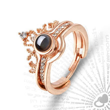 Load image into Gallery viewer, Two-In-One Open Ring Romantic Adjustable Rings 100 Languages I Love You Projection