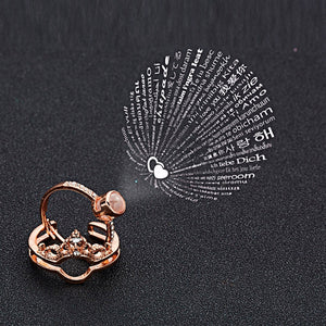 Two-In-One Open Ring Romantic Adjustable Rings 100 Languages I Love You Projection