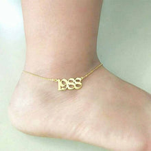 Load image into Gallery viewer, Name Silver Gold Filled Custom Old English Number Anklet