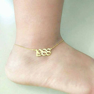 Name Silver Gold Filled Custom Old English Number Anklet