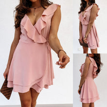 Load image into Gallery viewer, Deep V Ruffle Sleeveless Dresses