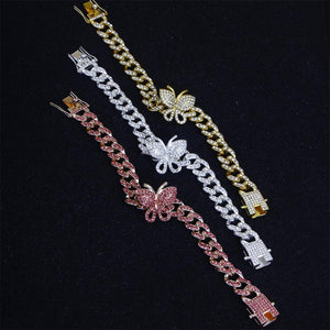 Glam Gold Butterfly Cuban Link Anklets