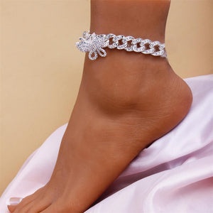 Glam Gold Butterfly Cuban Link Anklets