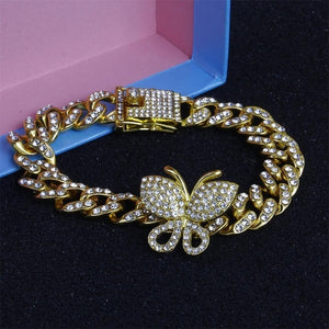 Glam Gold Butterfly Cuban Link Anklets