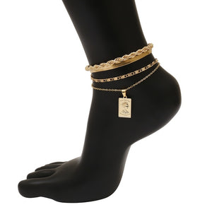 Multi Layer Twisted Metal Rope Chain Anklets