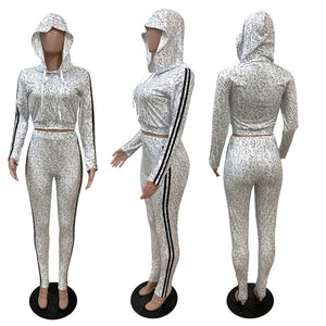 Polka Dot 2 Pc Sport Hoodies Tracksuit Outfit