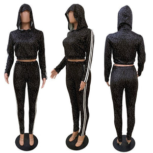 Polka Dot 2 Pc Sport Hoodies Tracksuit Outfit