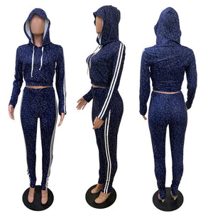 Polka Dot 2 Pc Sport Hoodies Tracksuit Outfit