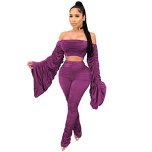 Load image into Gallery viewer, Off Shoulder Two Piece Set stracked Outfit