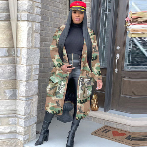 Camouflage Long Coat Outwear