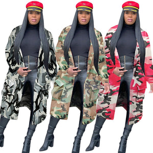 Camouflage Long Coat Outwear