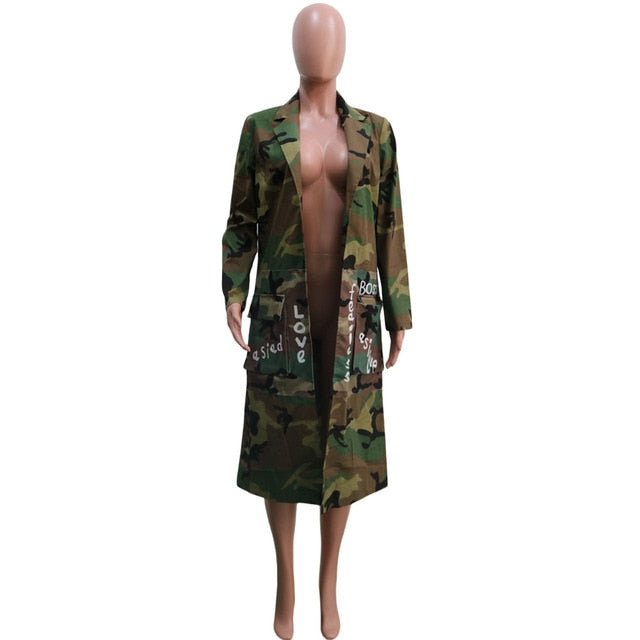 Camouflage Long Coat Outwear