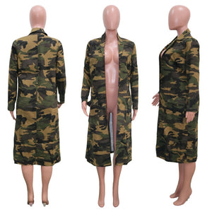 Camouflage Long Coat Outwear